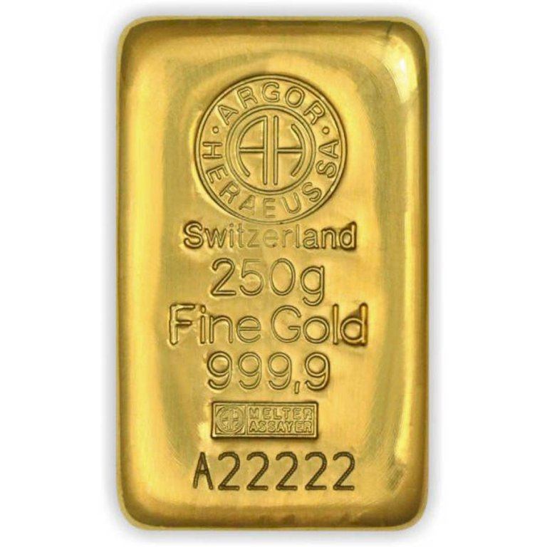 argor heraeus gold bar 250 g front